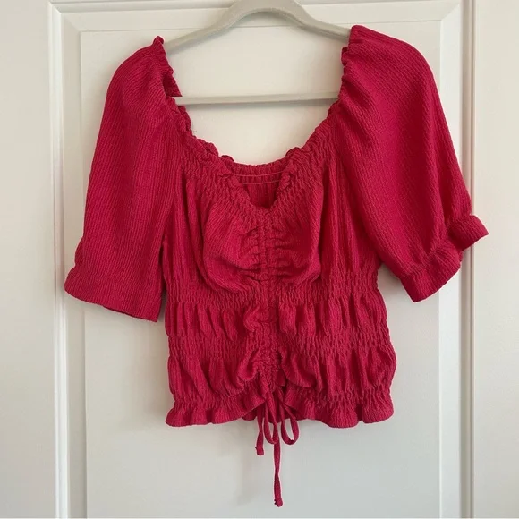 Anthropologie Pilcro Puff-Sleeve Ruched Top - Picture 6 of 8